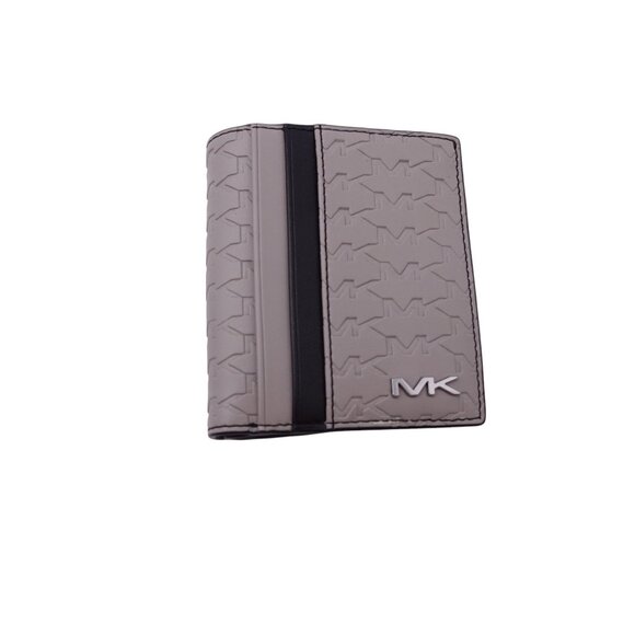 NWOT Michael Kors Malone Debossed Logo Duo Fold Wallet Gray Card Slot Pockets - Picture 1 of 10